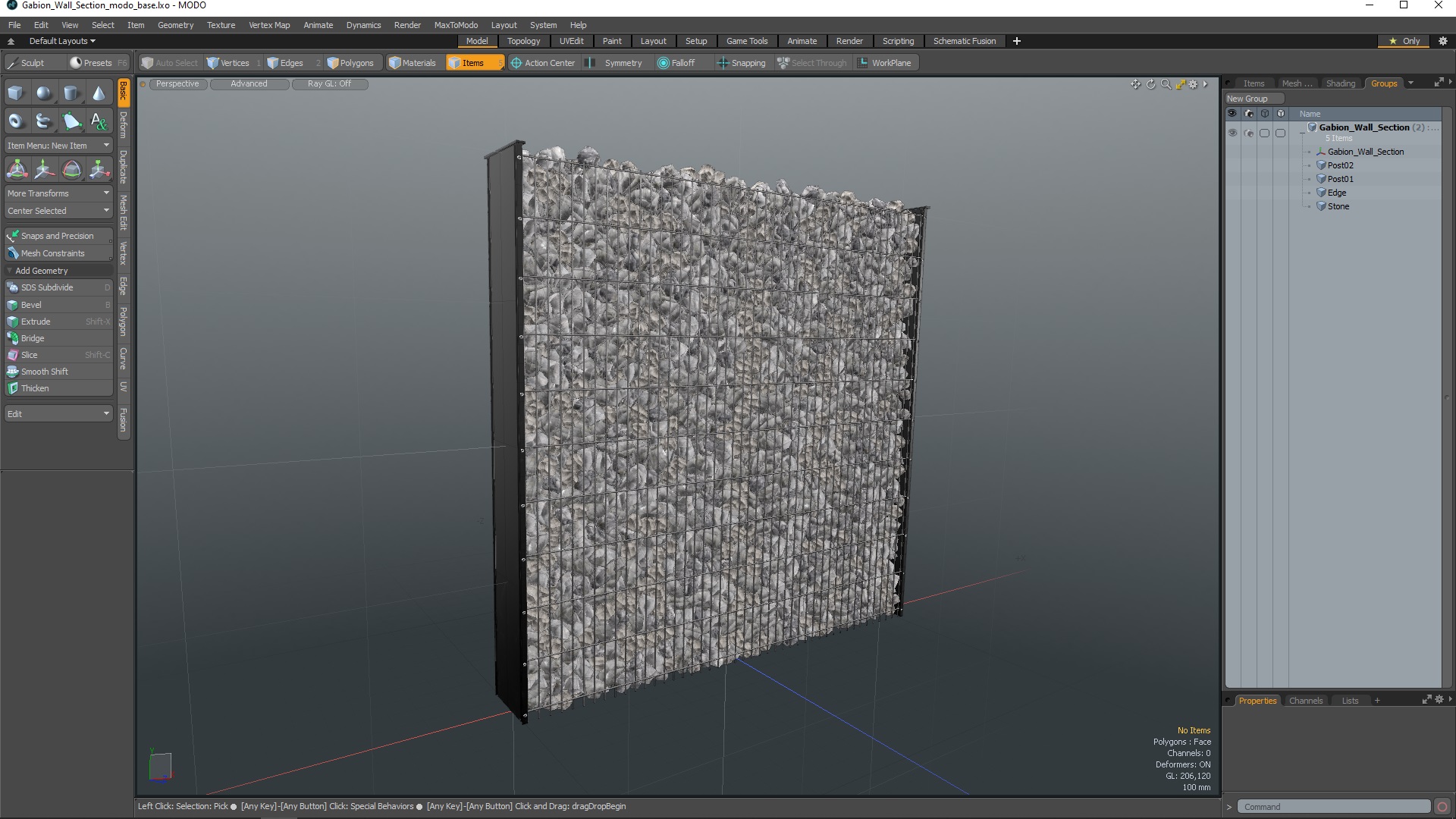 Gabion Wall Section 3D model