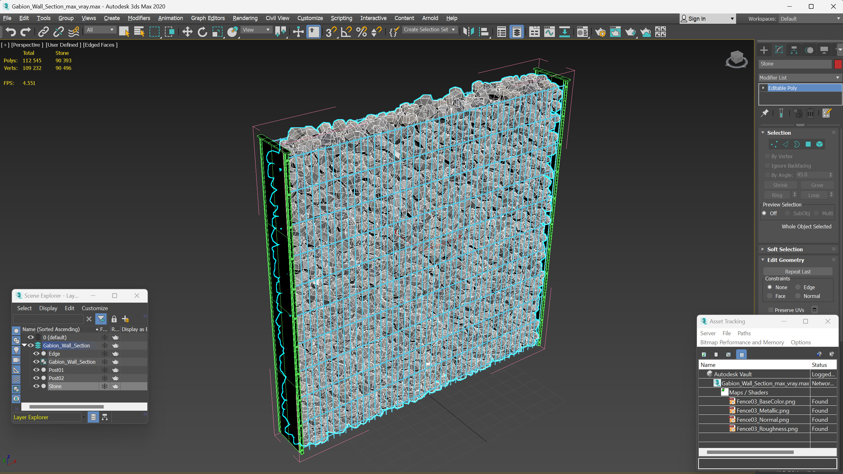 Gabion Wall Section 3D model