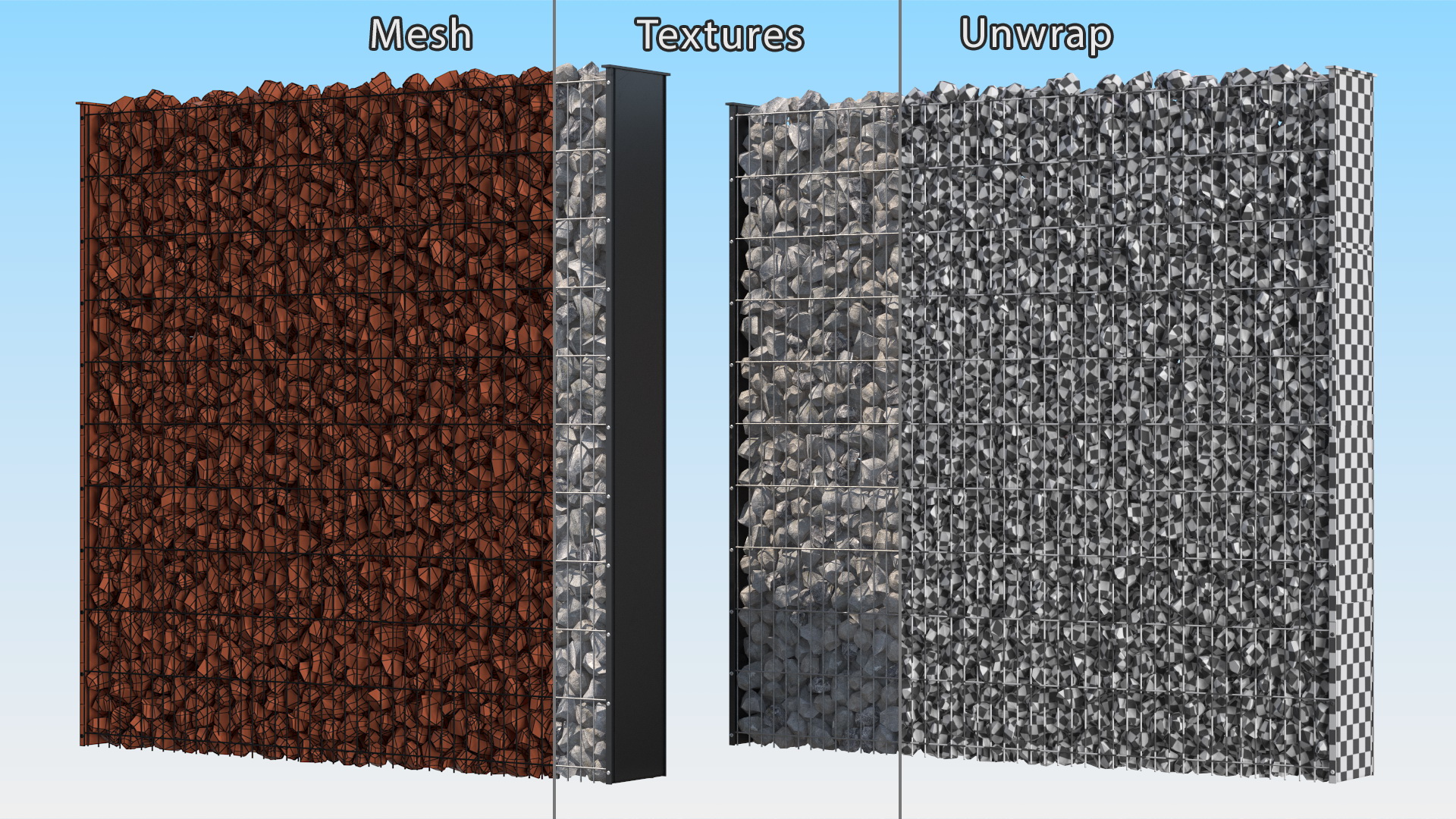 Gabion Wall Section 3D model