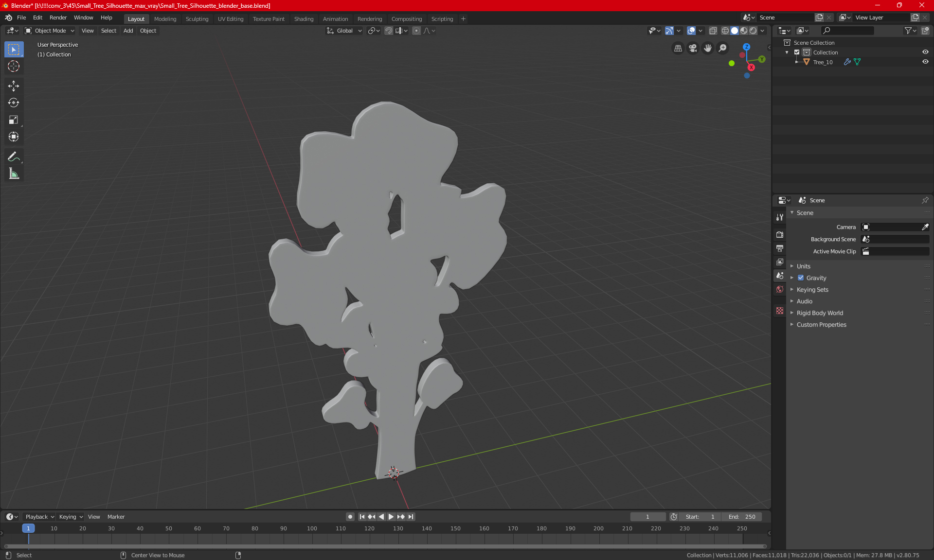 3D Small Tree Silhouette