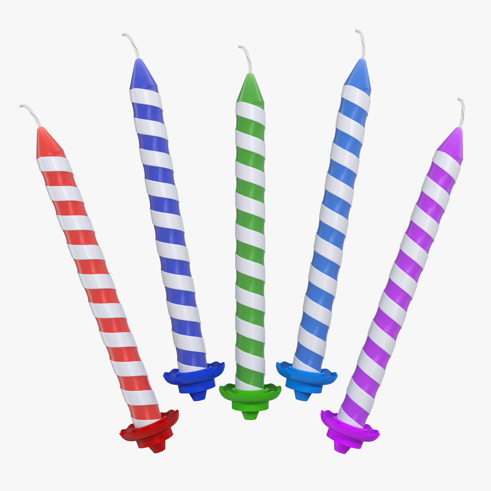 Birthday Candles 3D Models Set, view 3