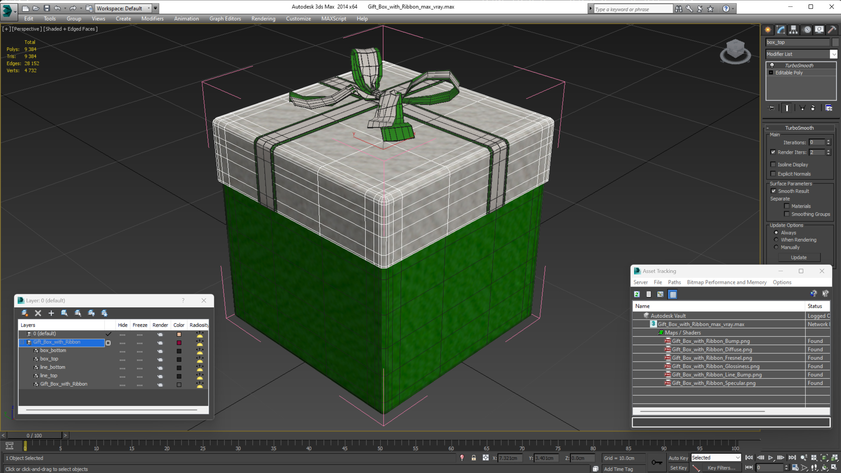 3D model Gift Box with Ribbon
