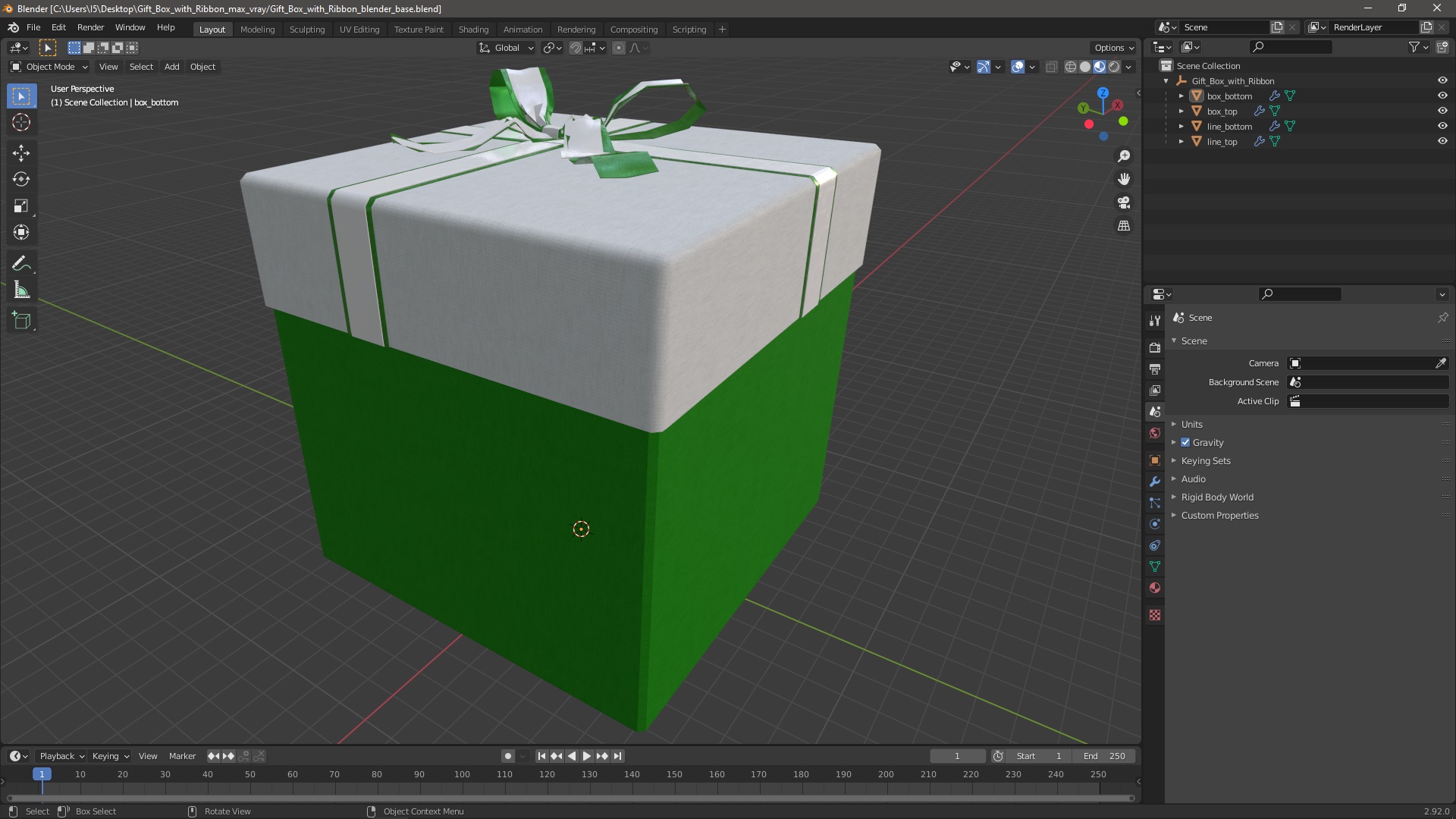 3D model Gift Box with Ribbon
