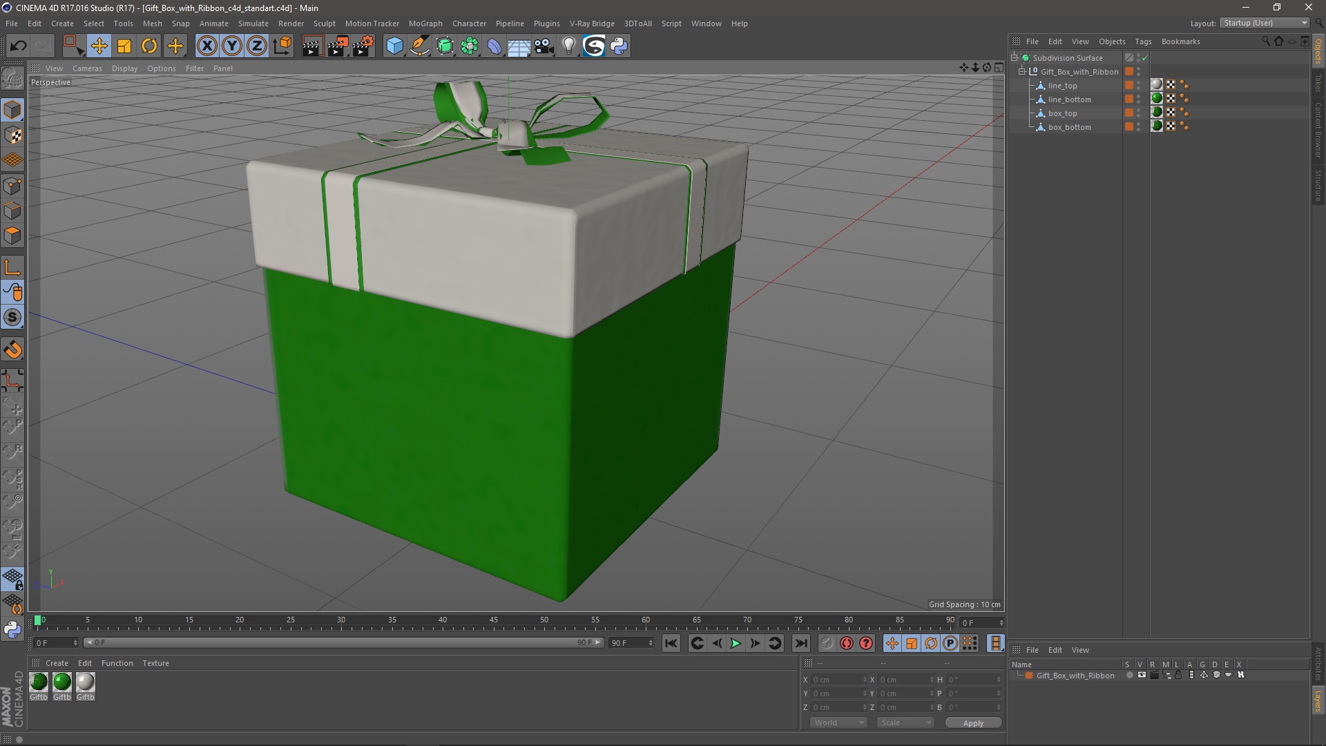 3D model Gift Box with Ribbon
