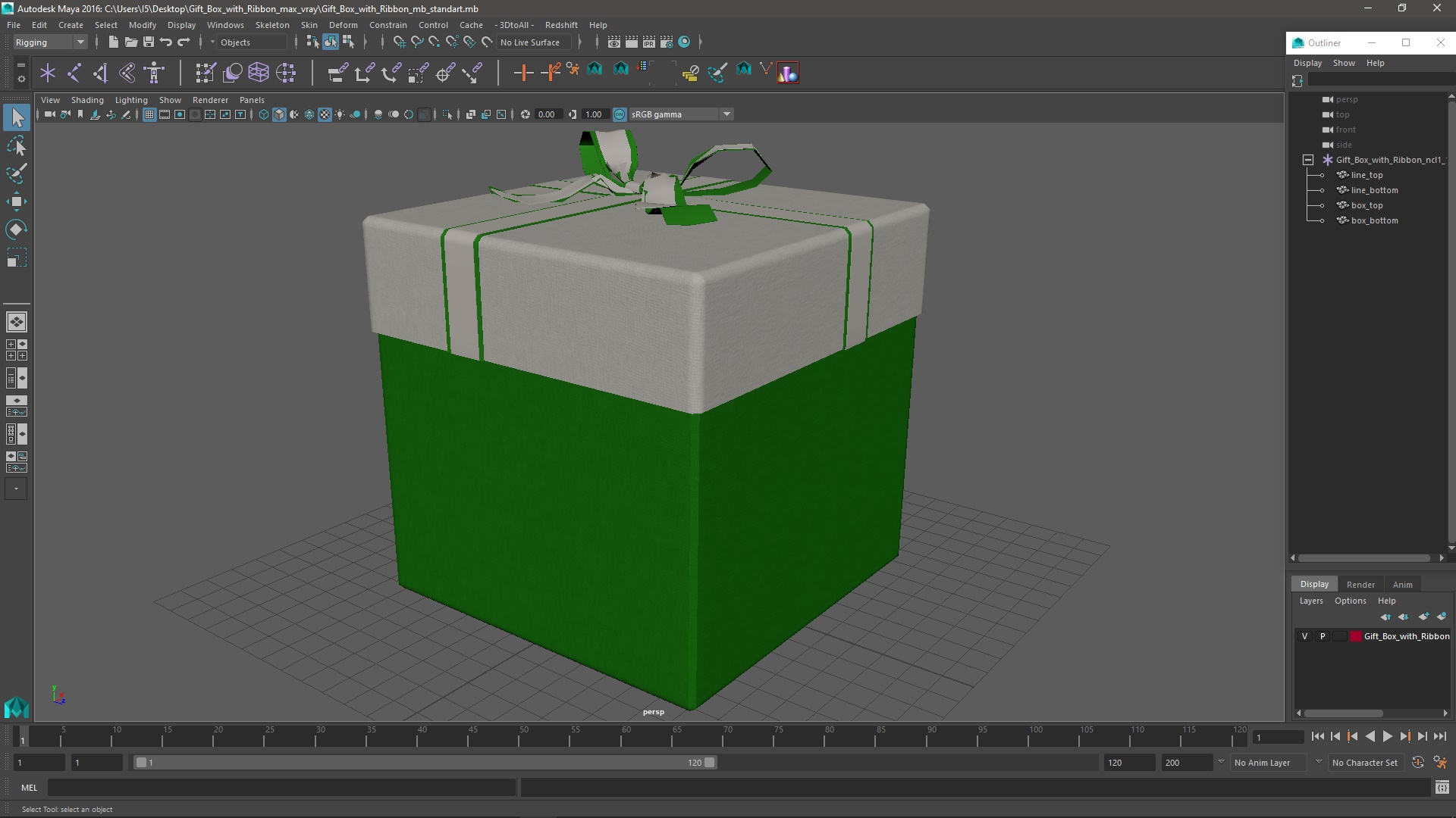 3D model Gift Box with Ribbon