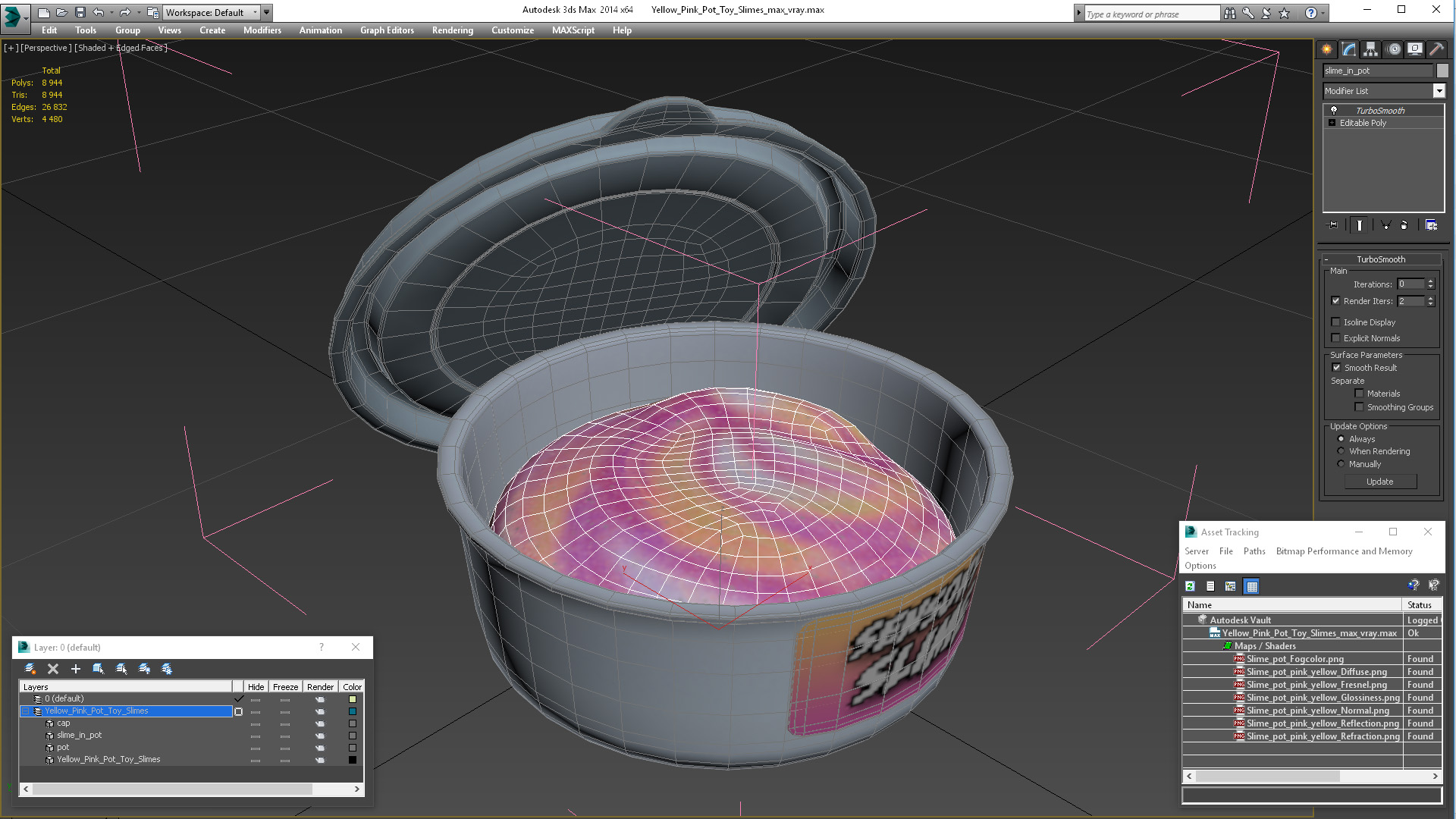 3D Yellow Pink Pot Toy Slimes
