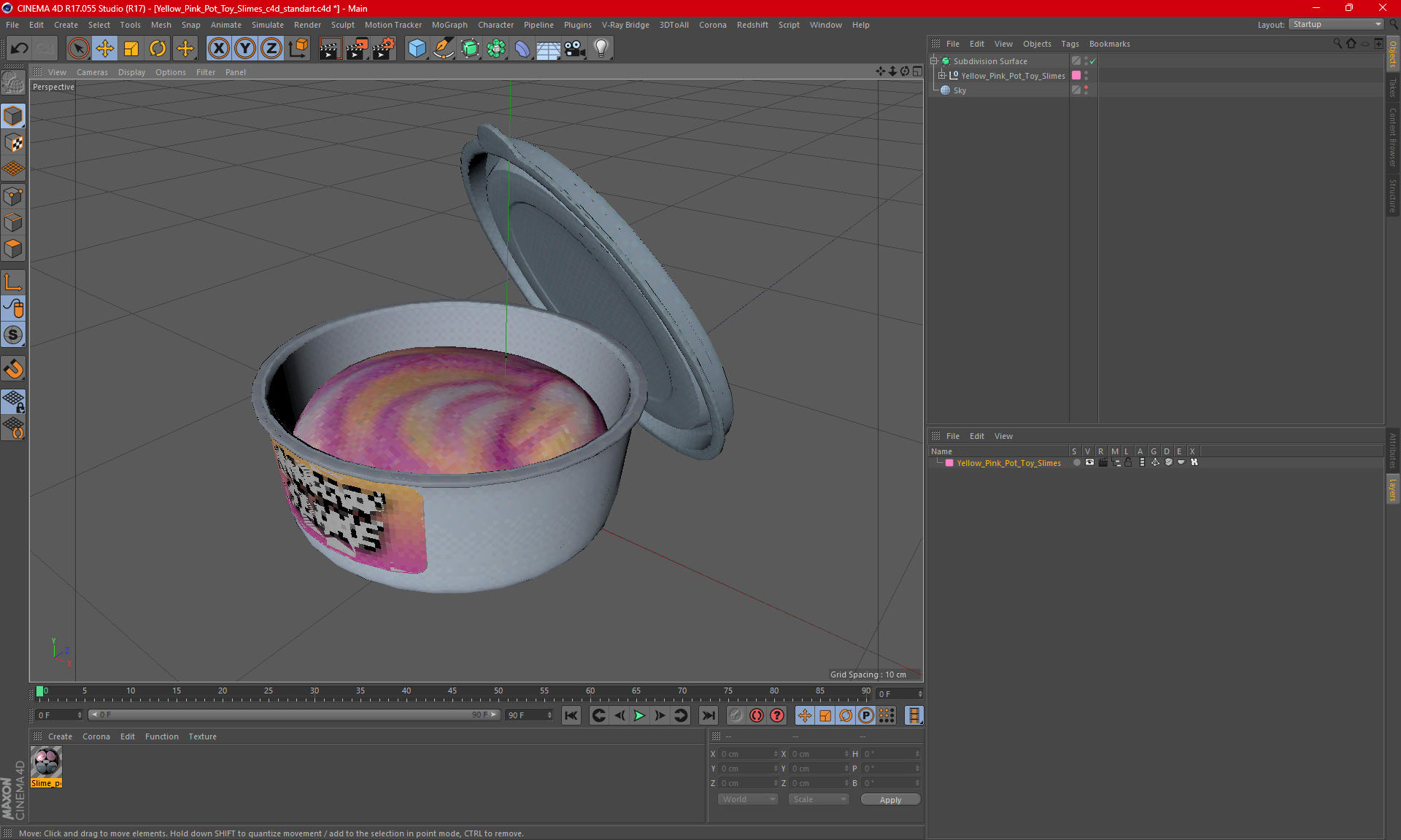 3D Yellow Pink Pot Toy Slimes