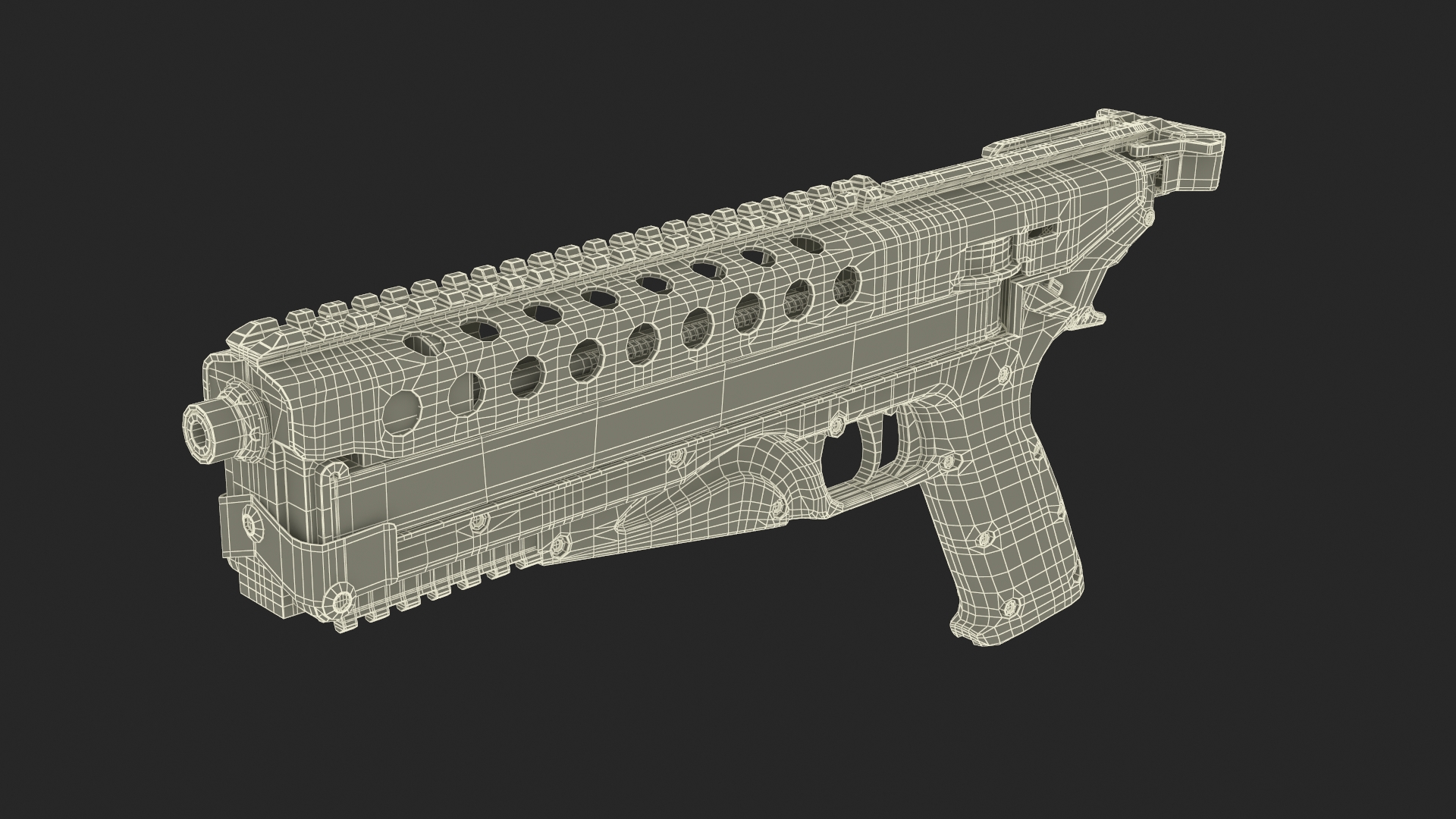 3D Futuristic Rapid Fire Pistol Grey model