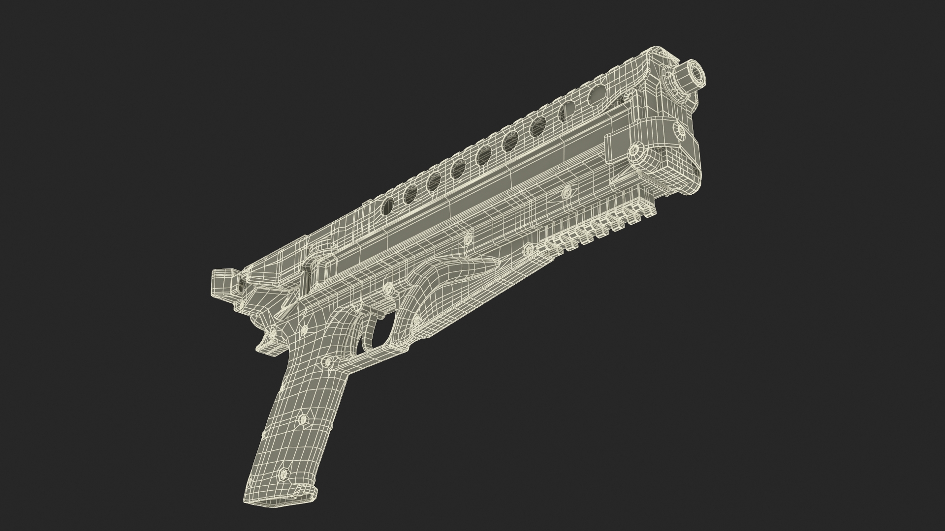 3D Futuristic Rapid Fire Pistol Grey model