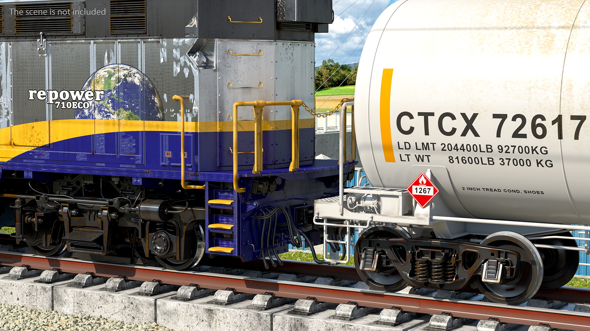 3D Train Locomotive With Tank