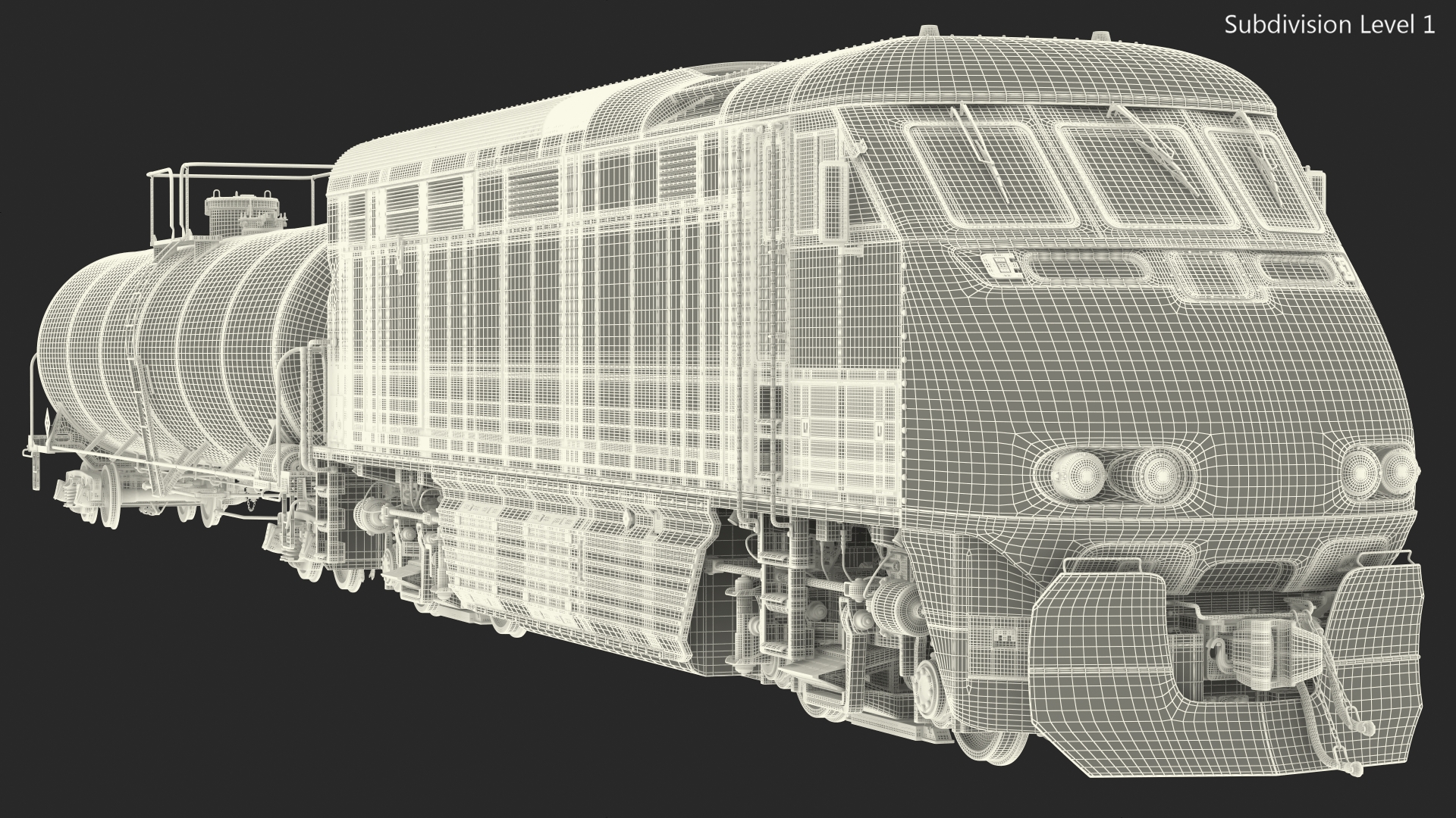 3D Train Locomotive With Tank