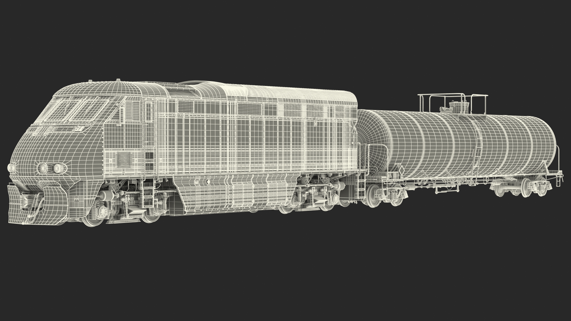 3D Train Locomotive With Tank