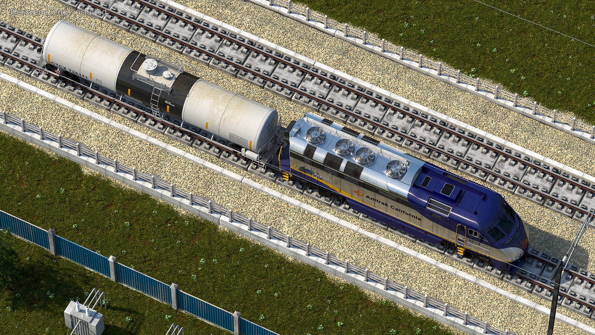 3D Train Locomotive With Tank