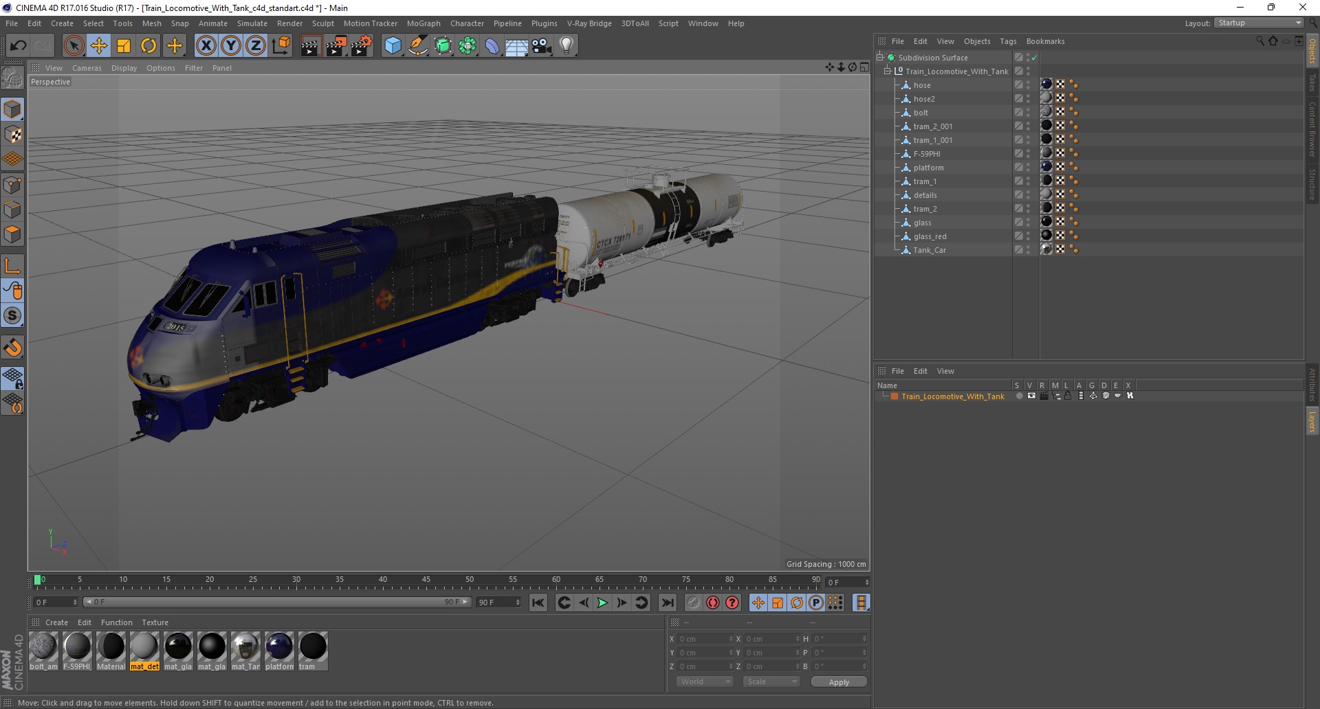3D Train Locomotive With Tank