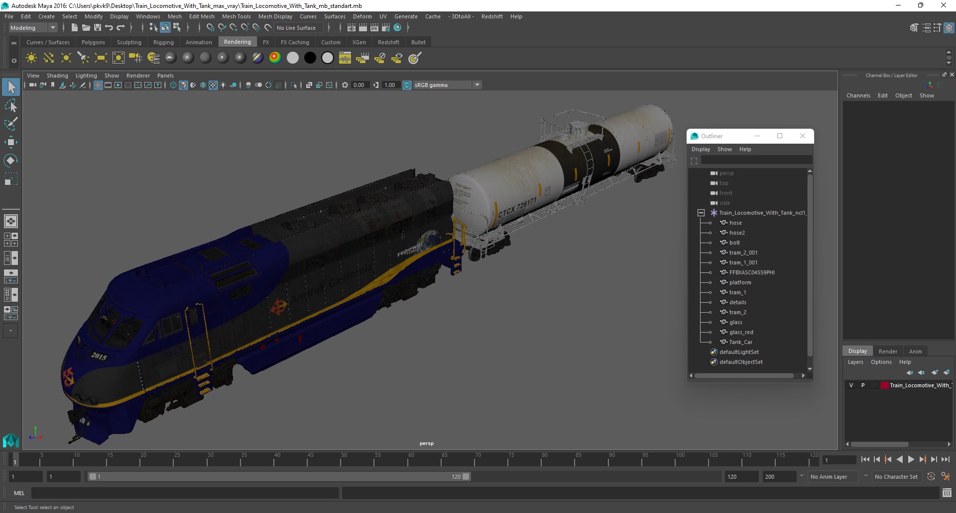 3D Train Locomotive With Tank