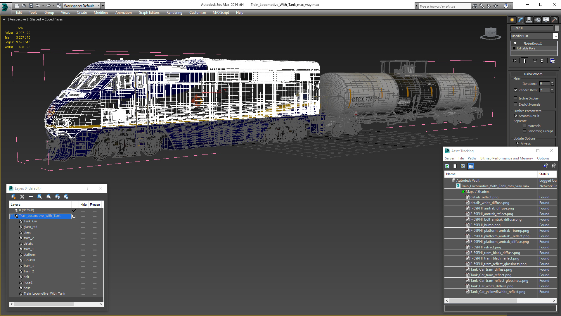 3D Train Locomotive With Tank