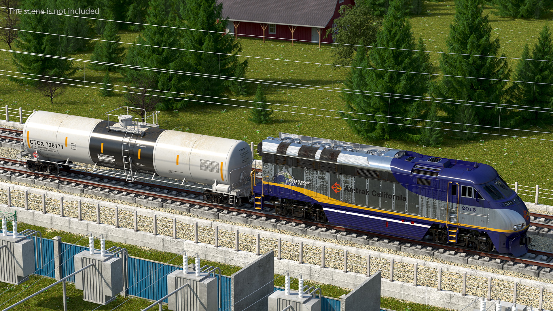3D Train Locomotive With Tank