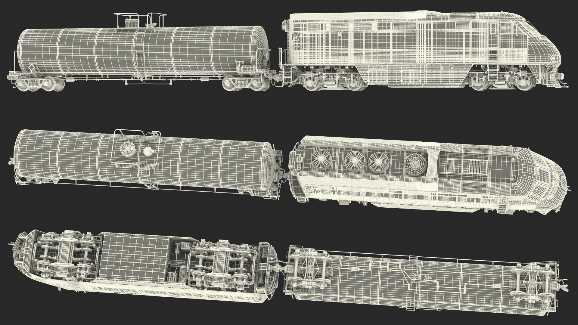 3D Train Locomotive With Tank