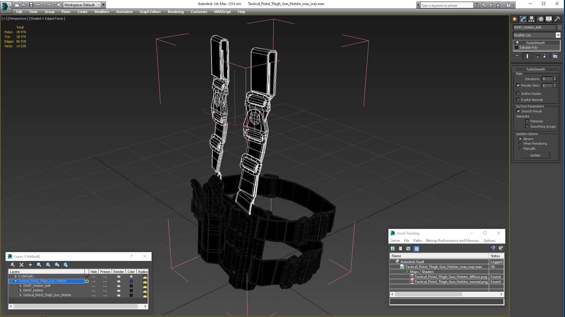3D Tactical Pistol Thigh Gun Holster model