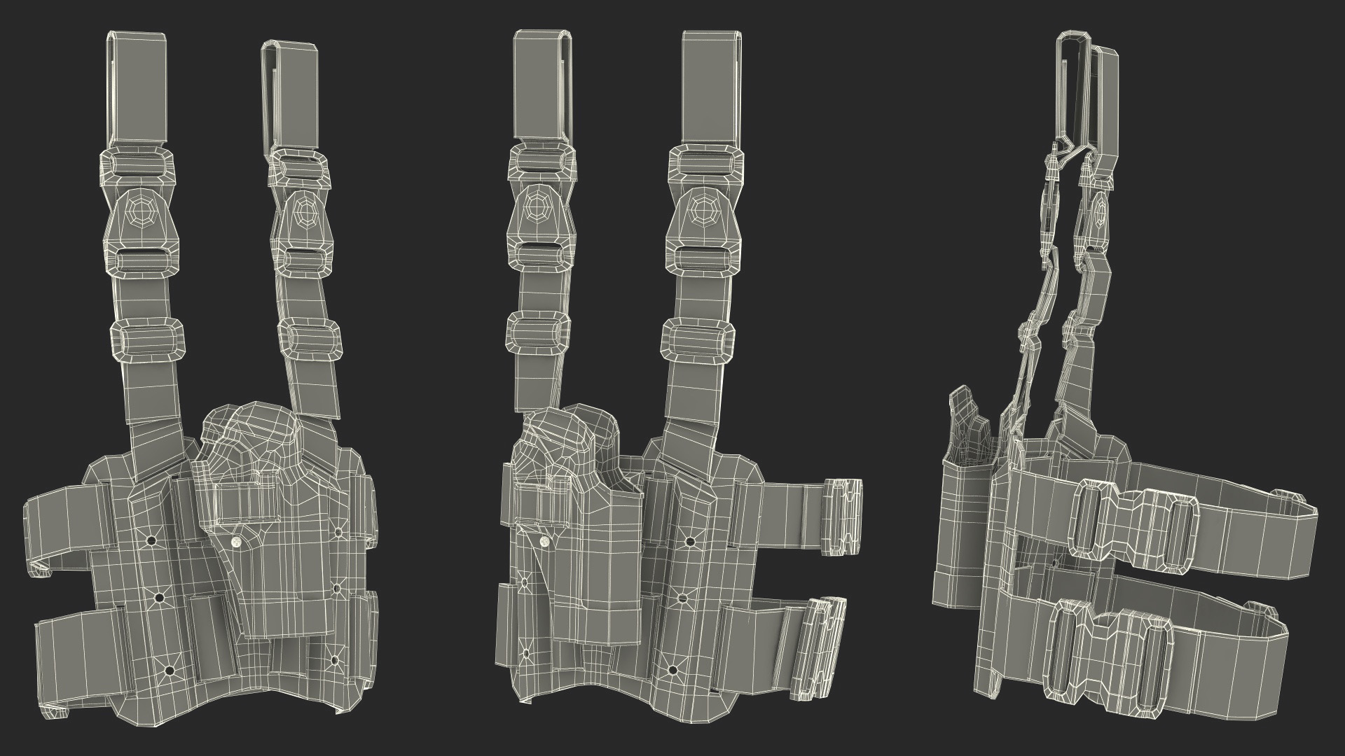 3D Tactical Pistol Thigh Gun Holster model