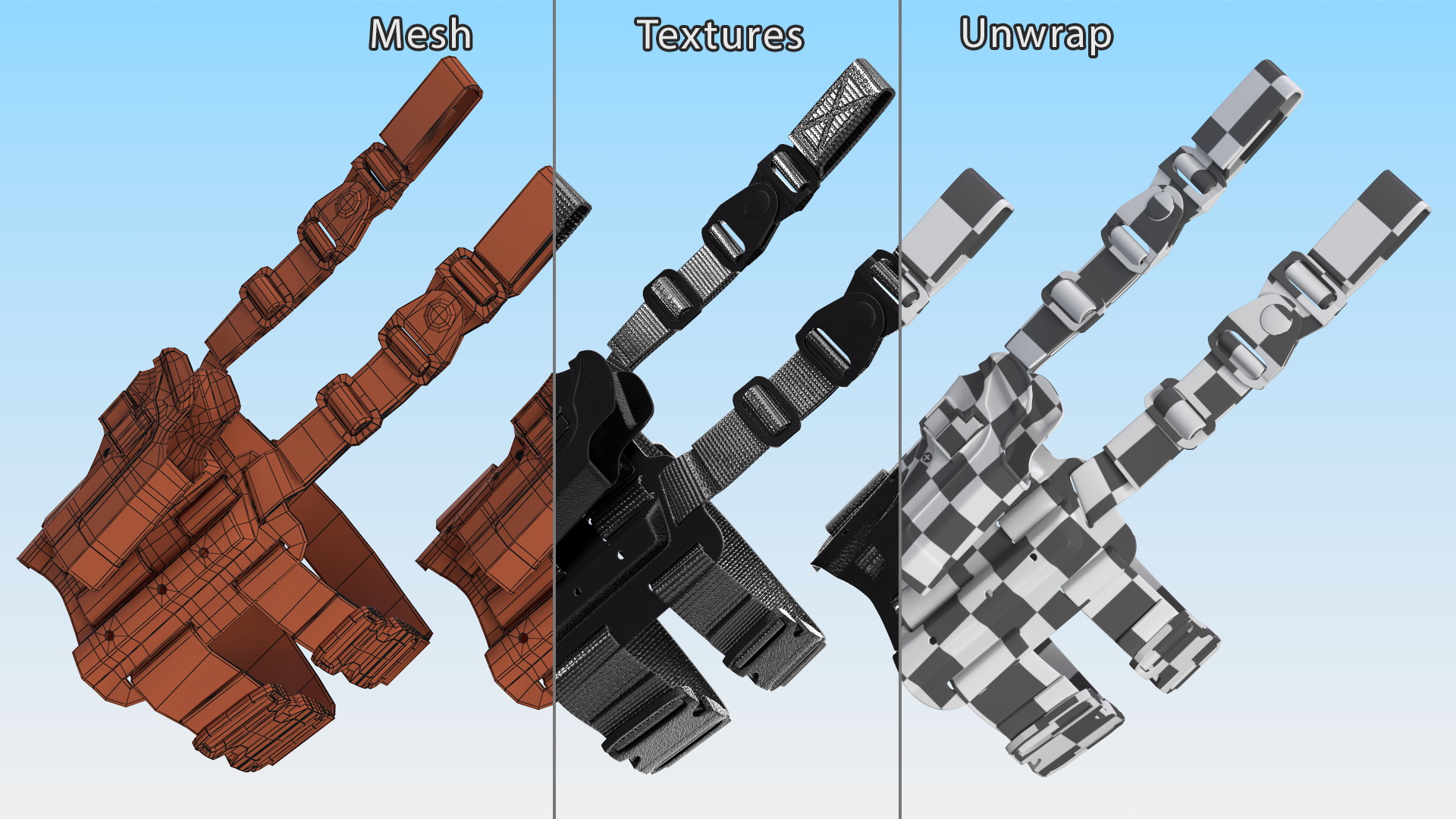 3D Tactical Pistol Thigh Gun Holster model