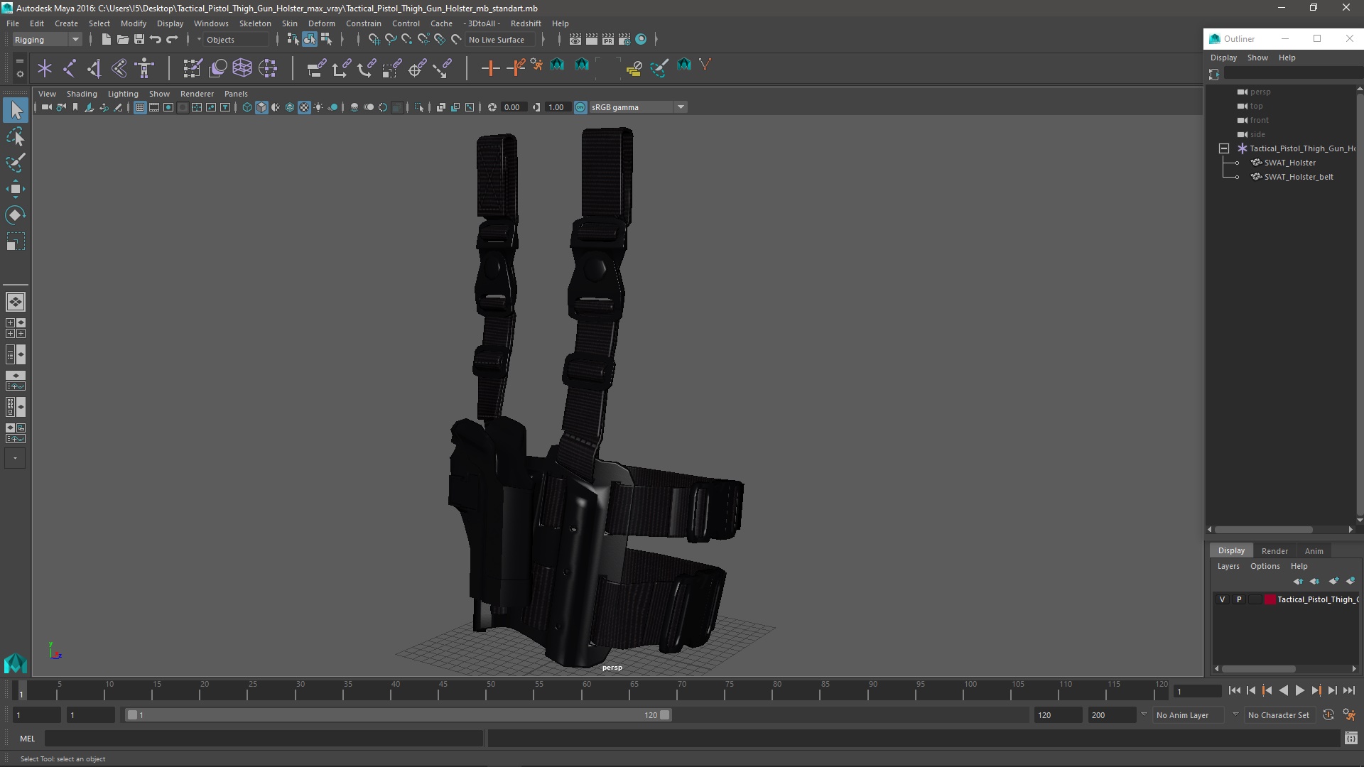 3D Tactical Pistol Thigh Gun Holster model