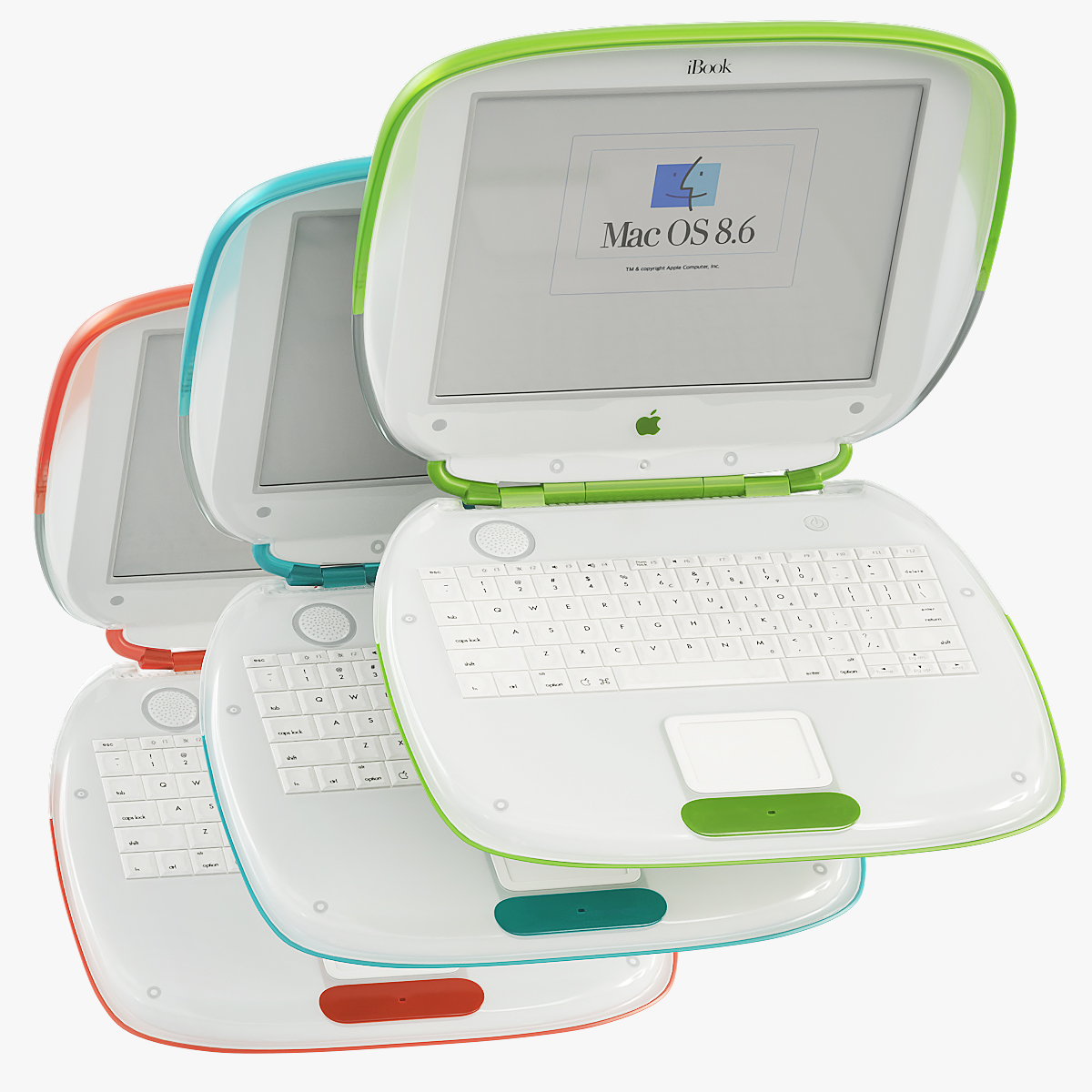 Apple iBook G3 Retro Portable Computer Set 3D model preview