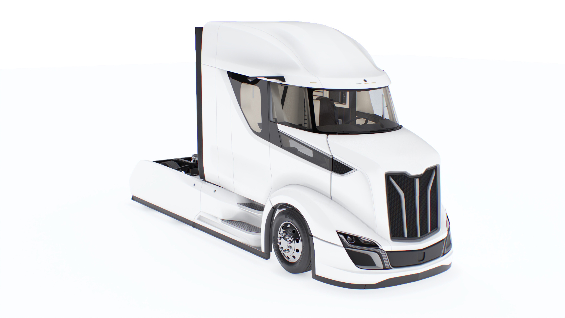 3D model Futuristic Heavy Duty Truck White Rigged