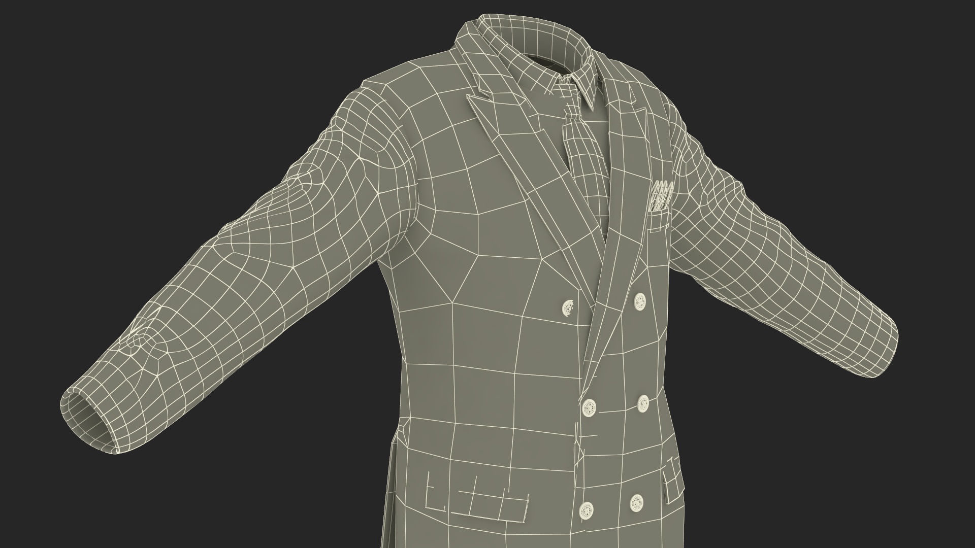 3D Business Suit Red Tie