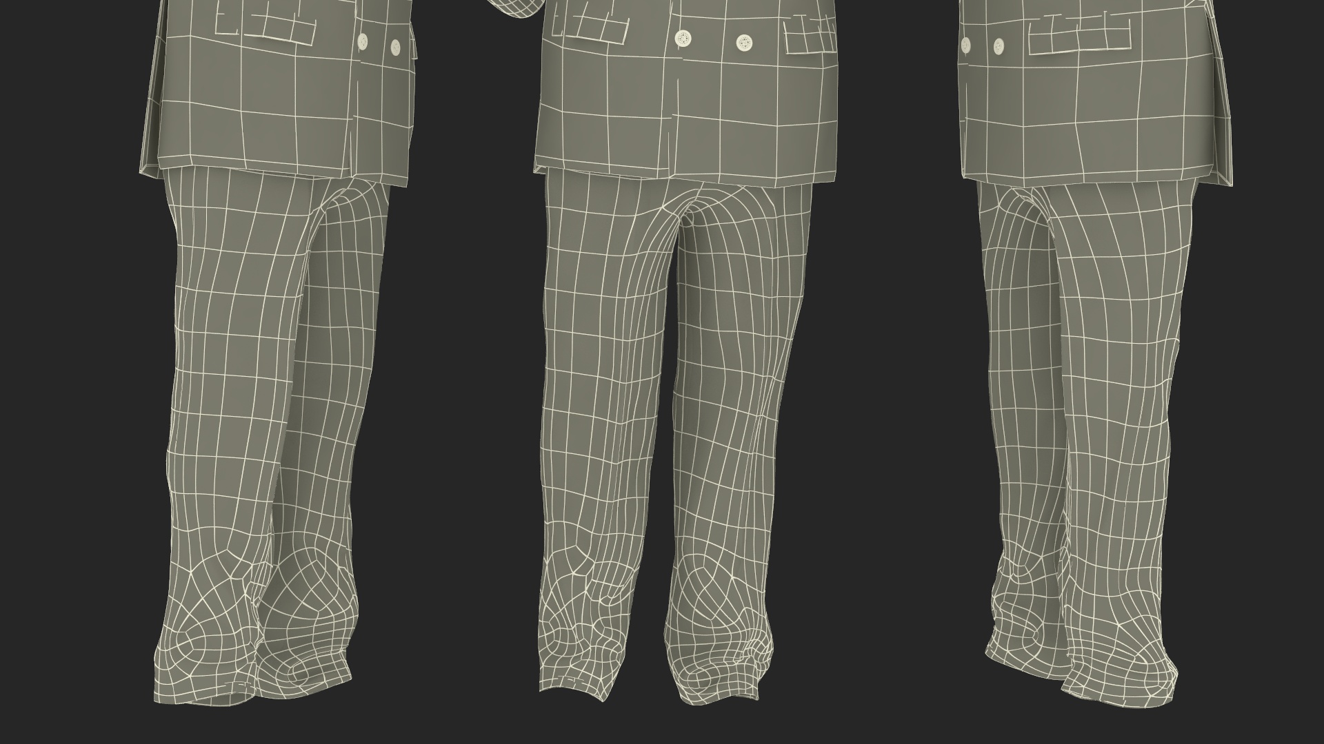 3D Business Suit Red Tie