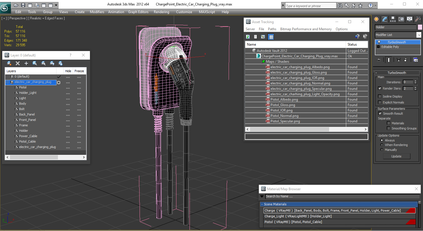 3D ChargePoint Electric Car Charging Plug model