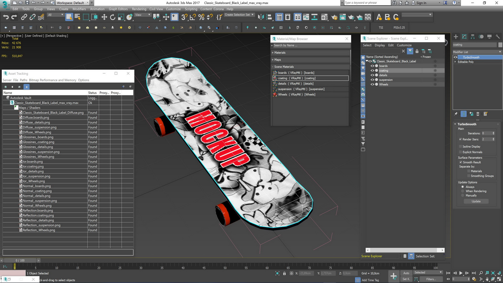 3D model Classic Skateboard Black Label
