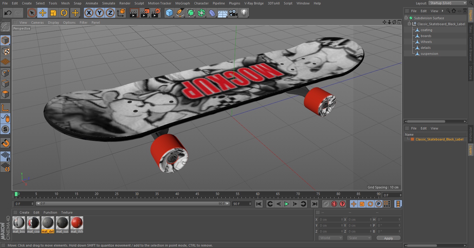 3D model Classic Skateboard Black Label