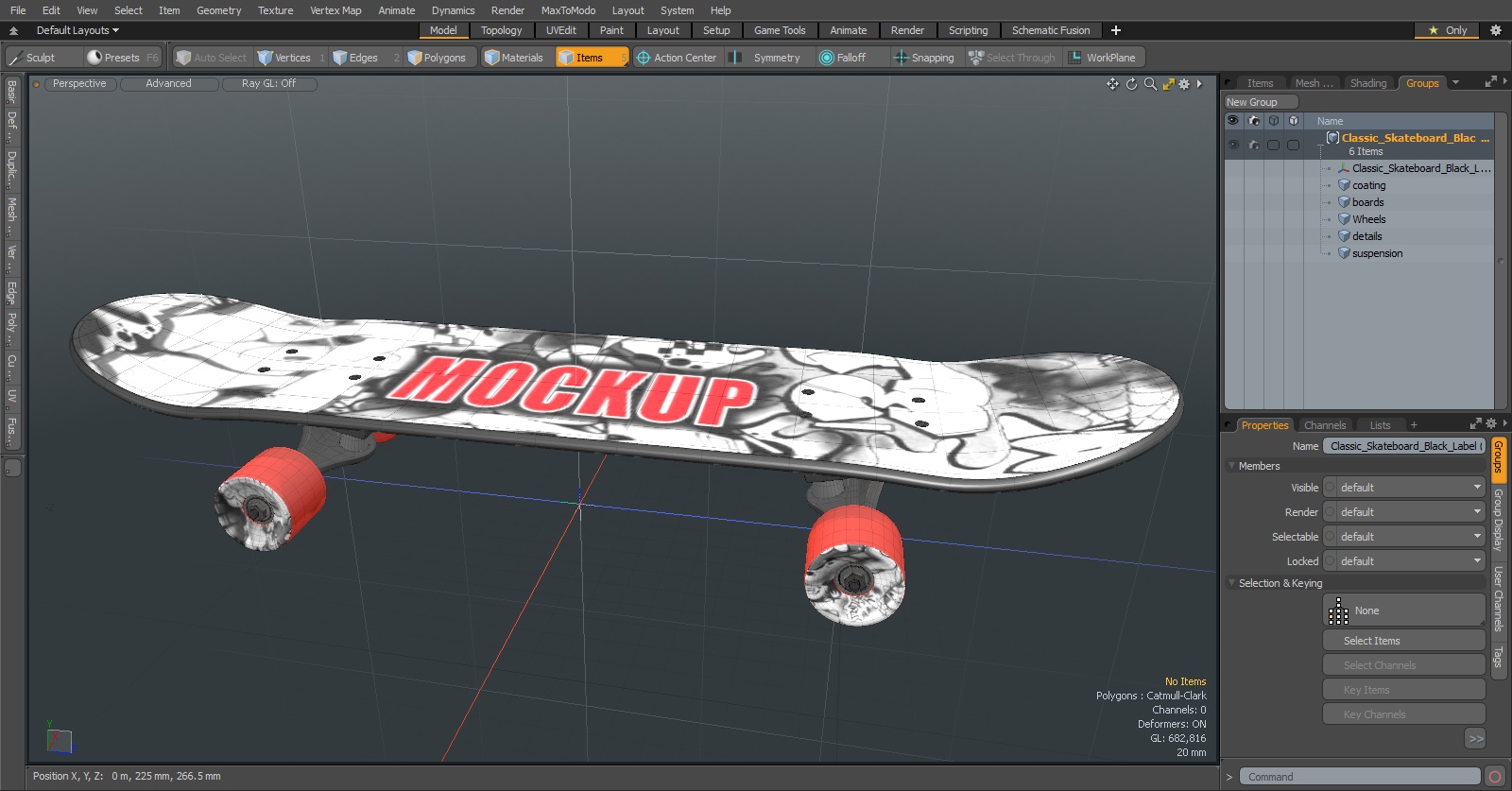 3D model Classic Skateboard Black Label