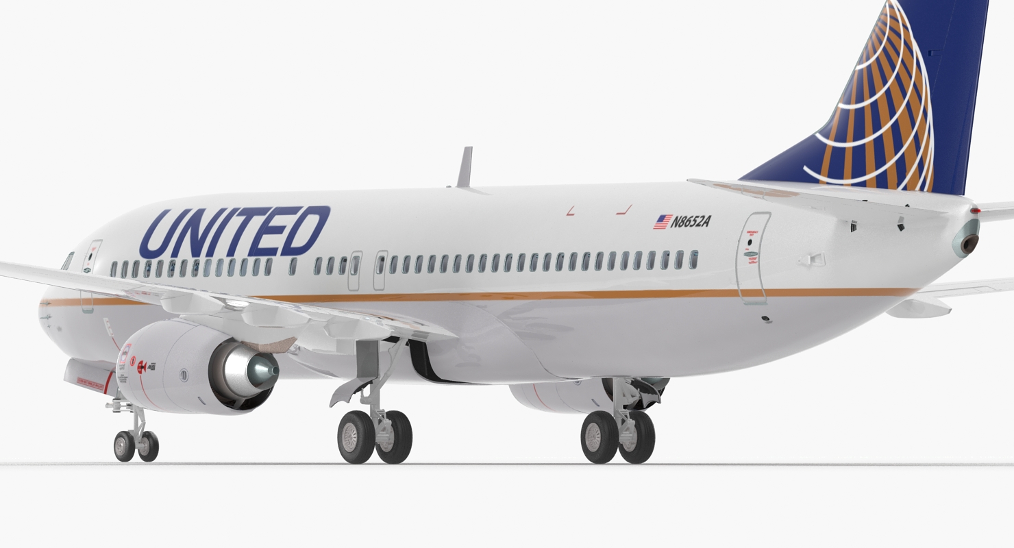 Boeing 737 800 with Interior United Airlines 3D model