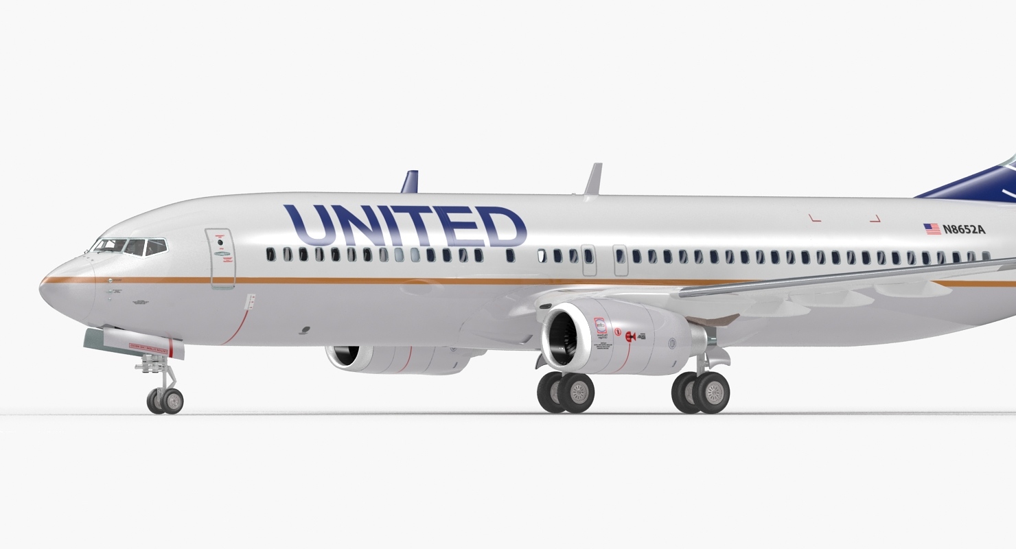 Boeing 737 800 with Interior United Airlines 3D model