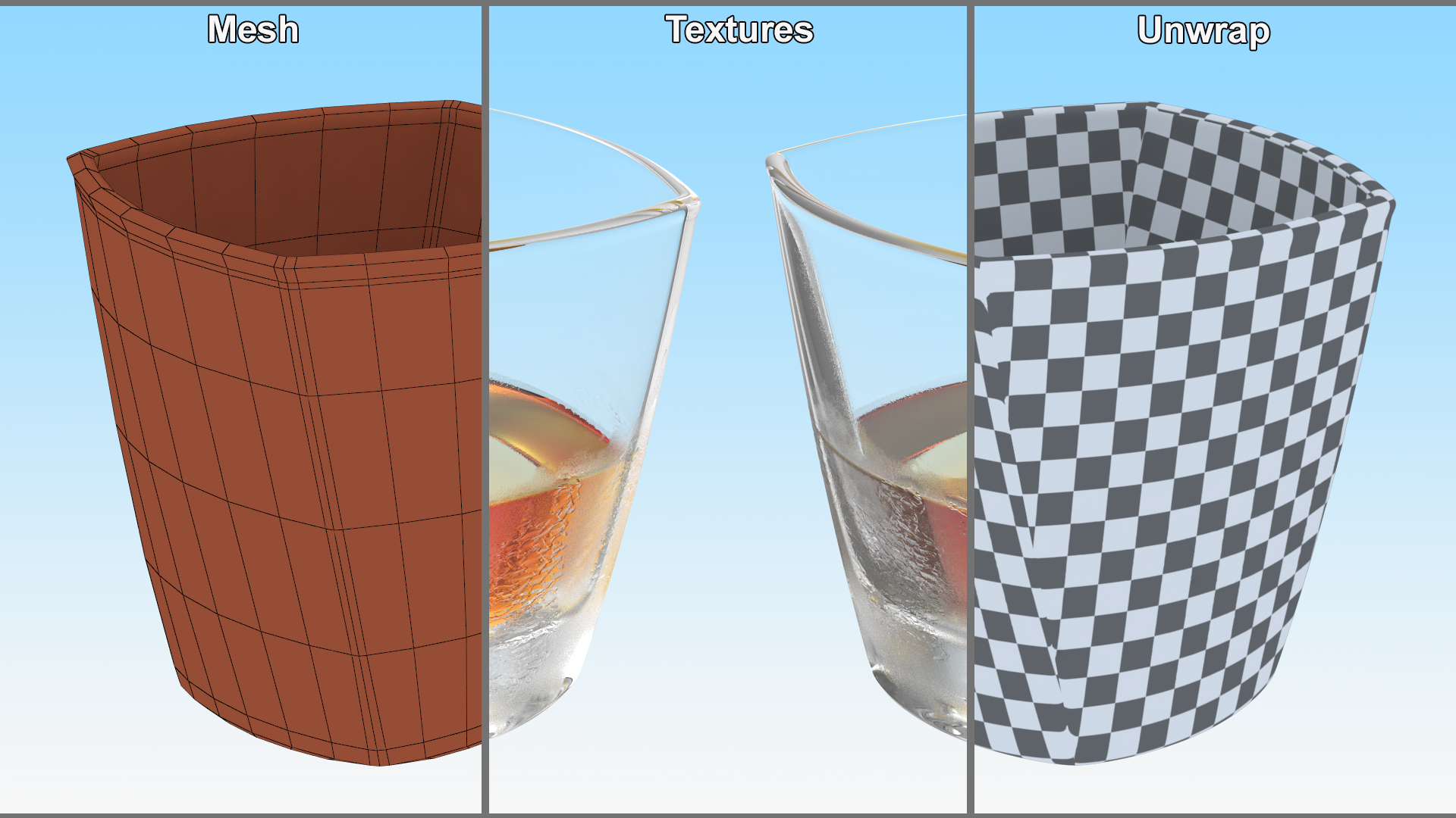 3D Misted Square Twisted Rocks Glass With Whiskey