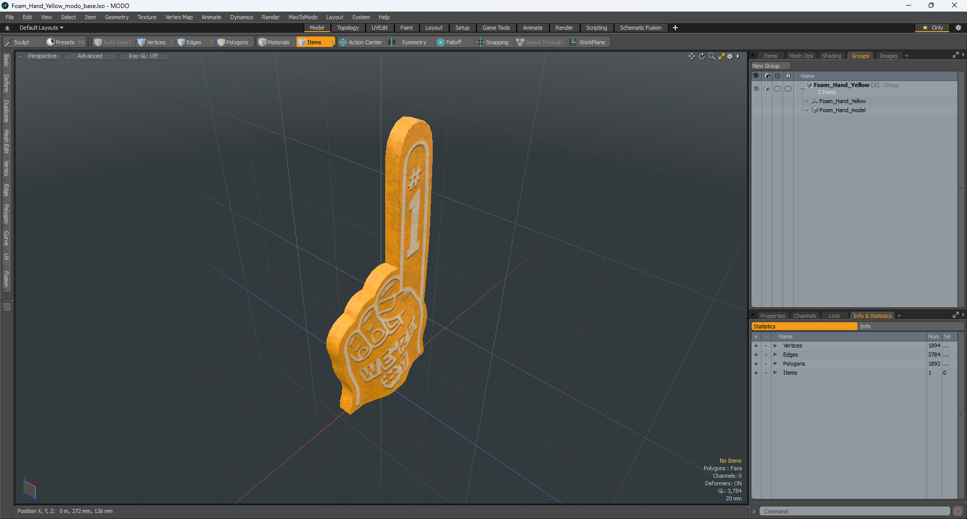 3D Foam Hand Yellow