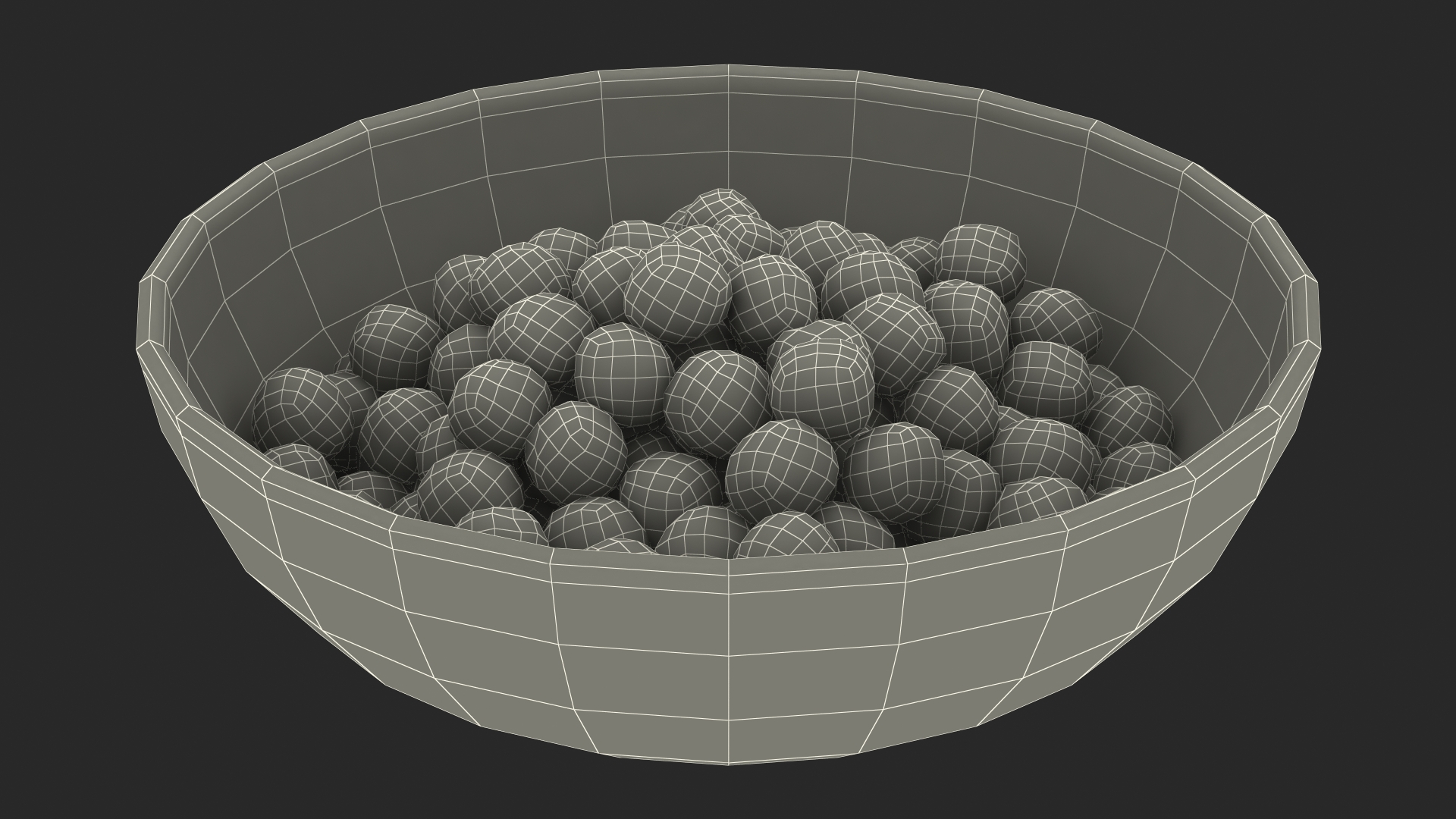 Chocolate Cereal Balls in a Bowl 3D