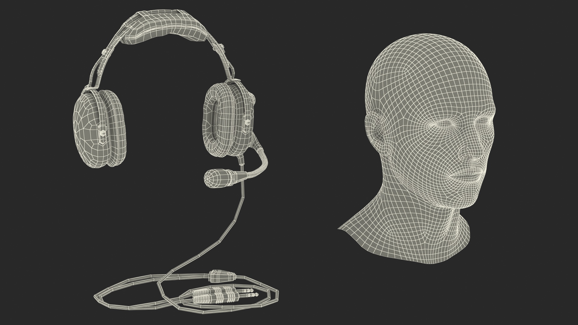 3D Aviation Headset David Clark with Mannequin model