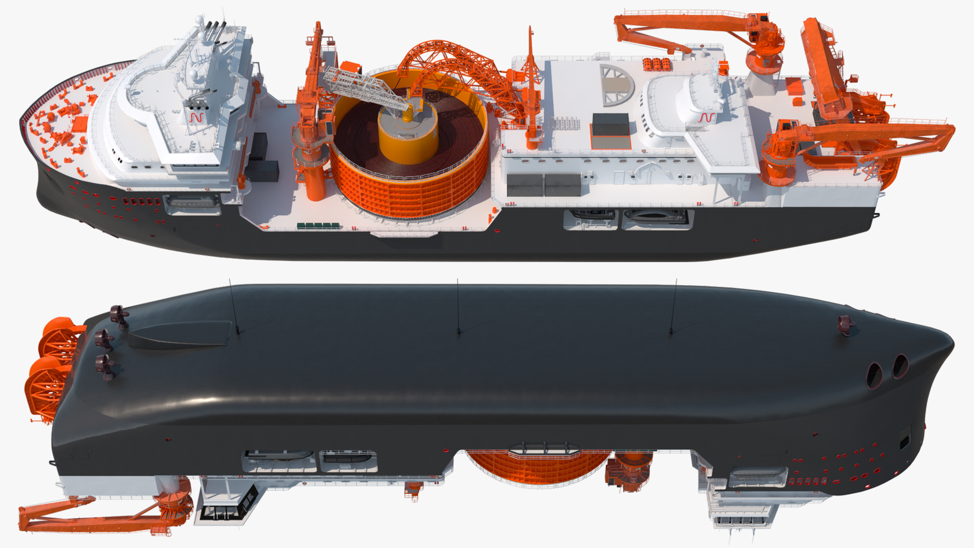 Cable Installation Vessels Black Rigged 3D model