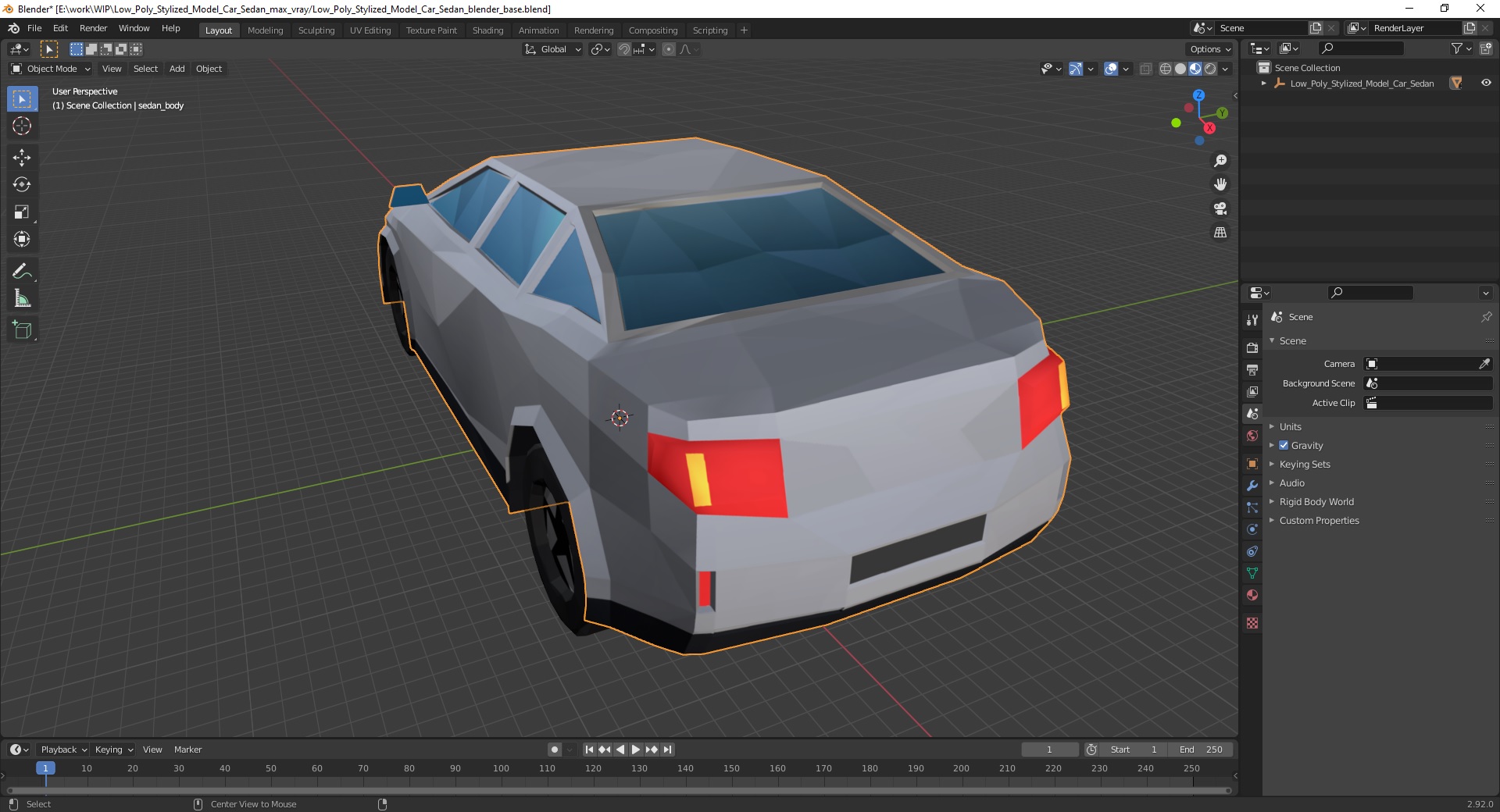 3D Low Poly Stylized Model Car Sedan model