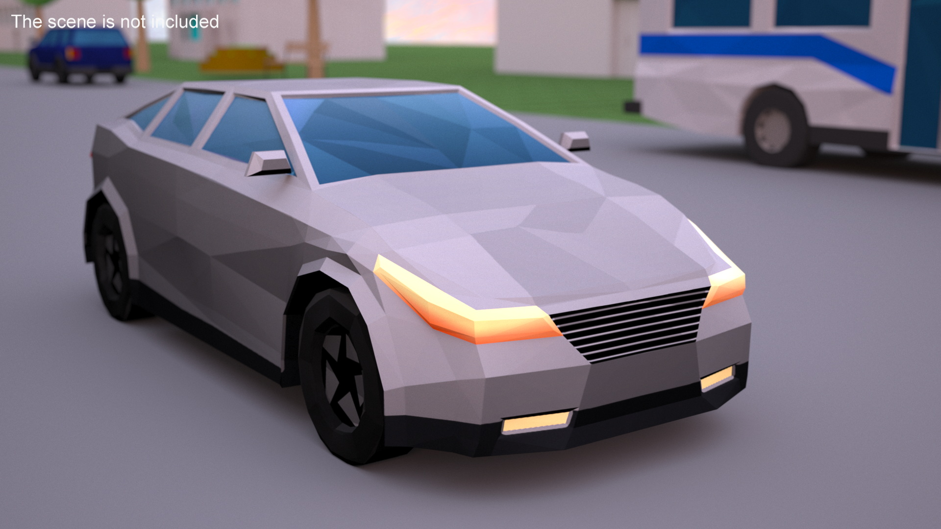 3D Low Poly Stylized Model Car Sedan model