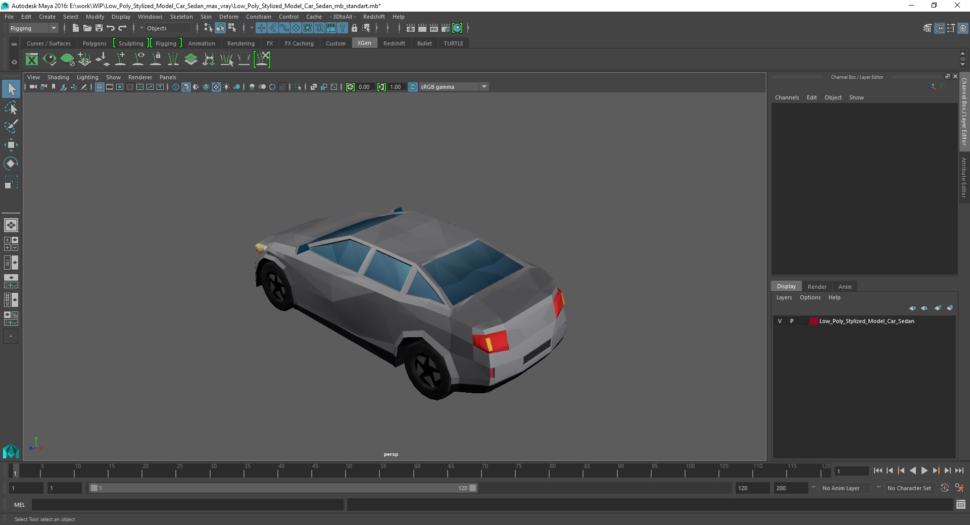 3D Low Poly Stylized Model Car Sedan model
