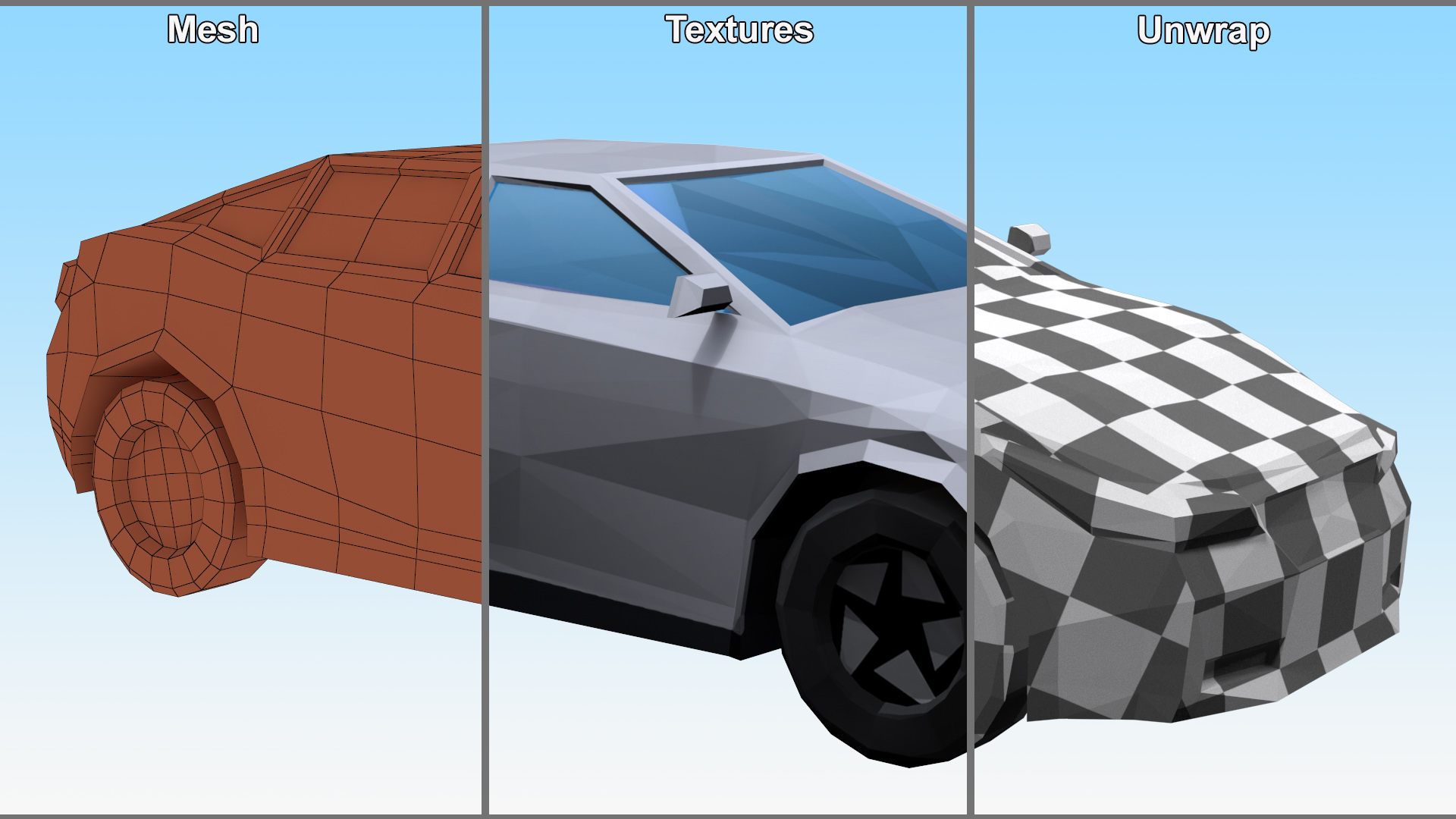3D Low Poly Stylized Model Car Sedan model