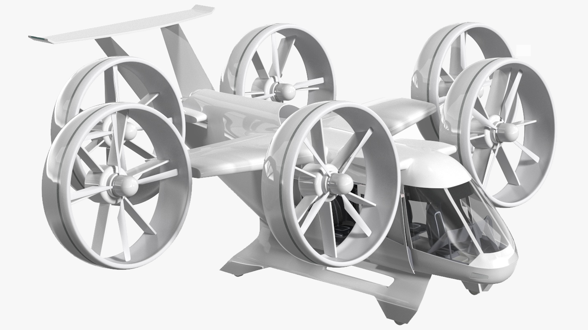 3D Concept Flying Taxi Simple Interior Rigged for Cinema 4D