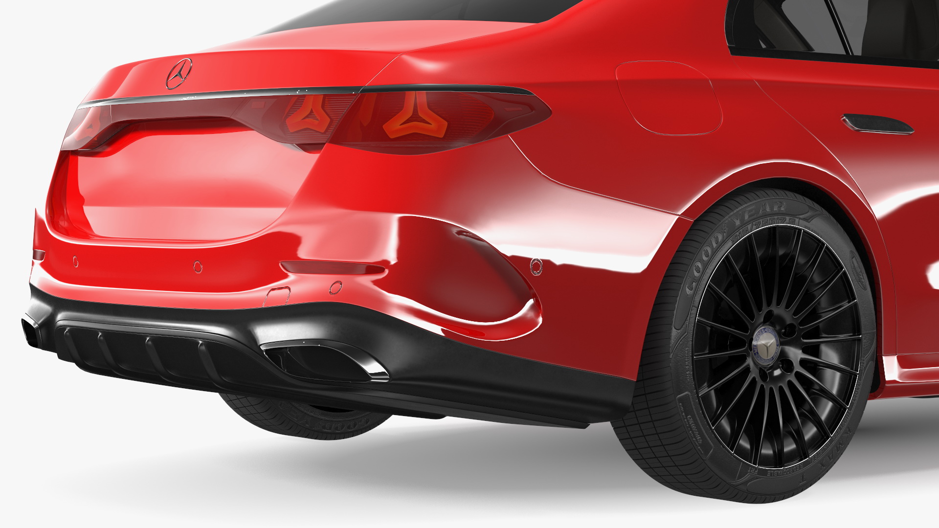 3D Mercedes E-class Red Color Rigged model
