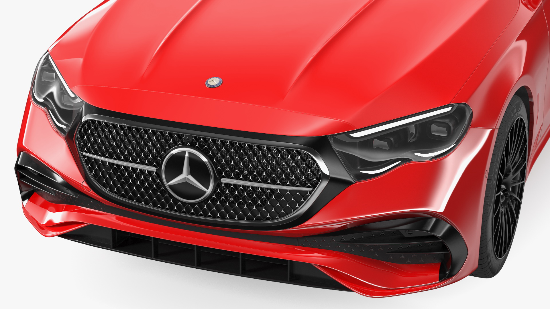 3D Mercedes E-class Red Color Rigged model