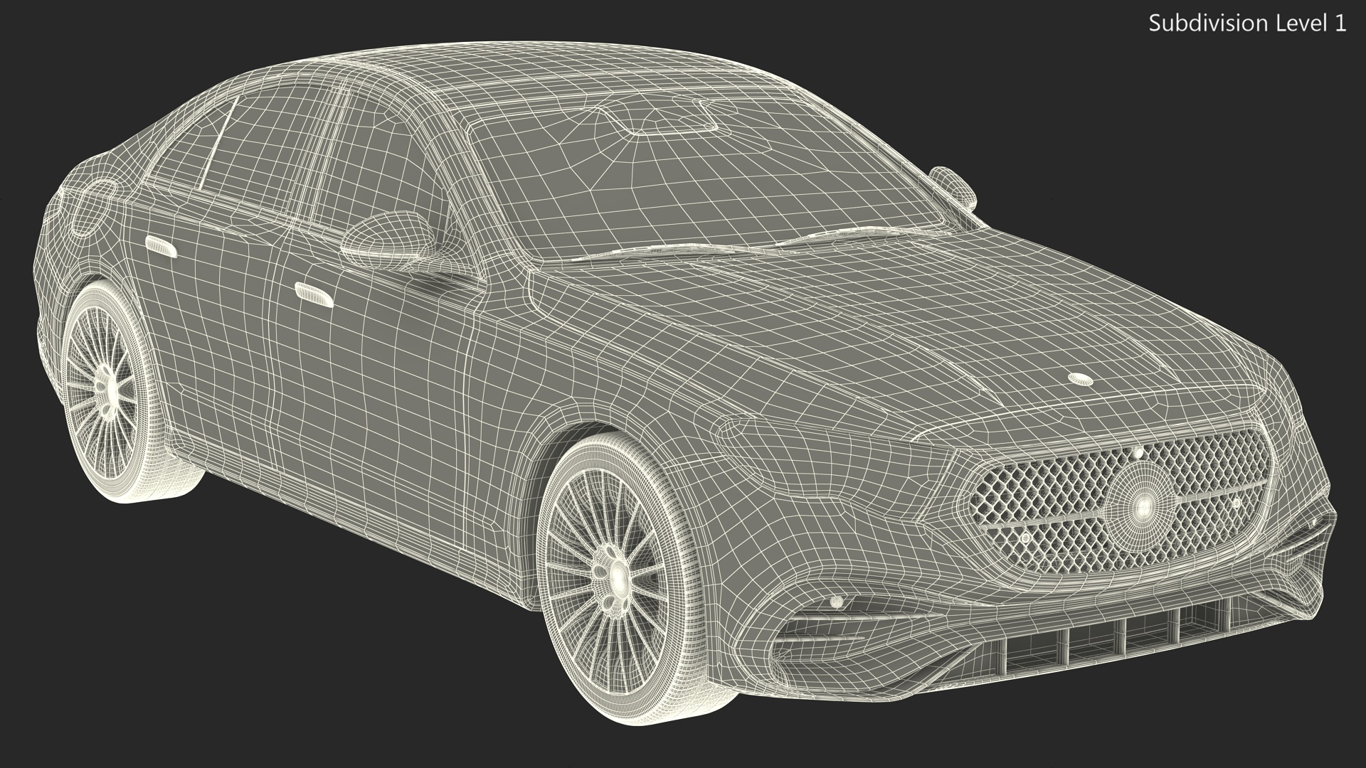3D Mercedes E-class Red Color Rigged model