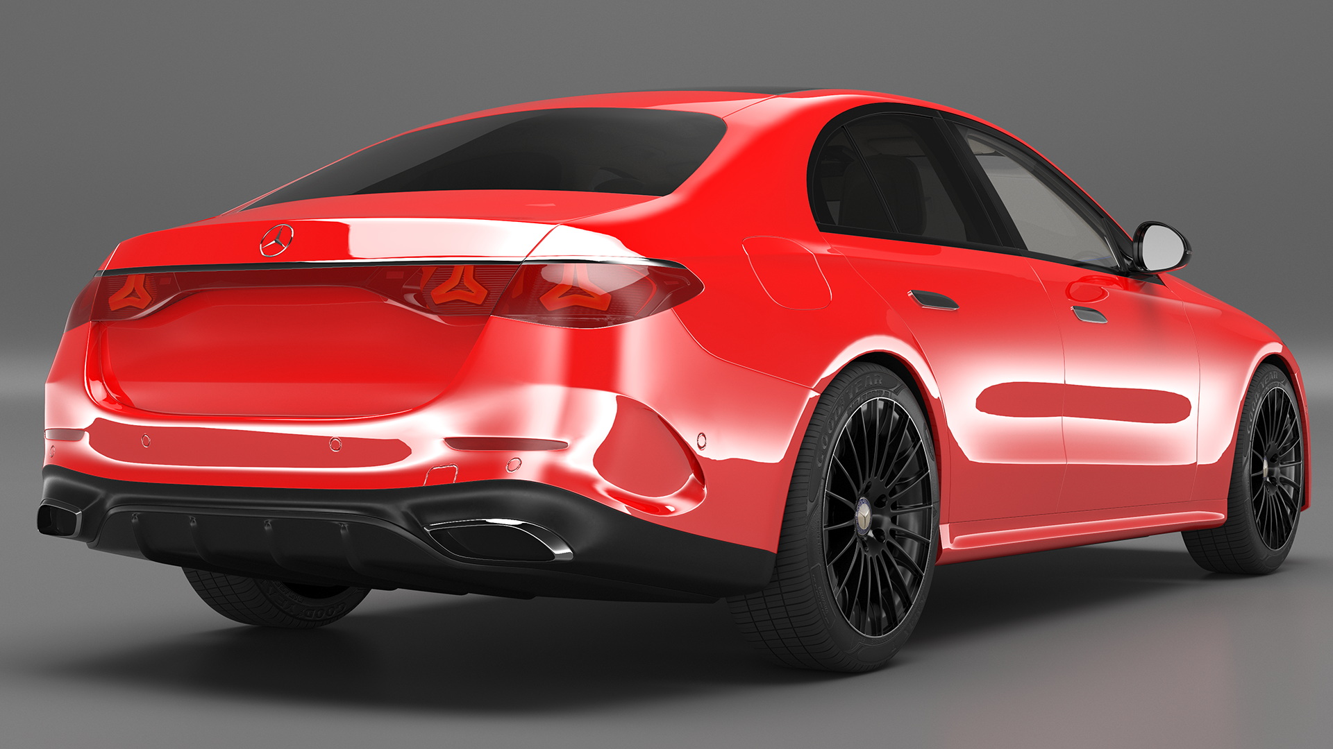 3D Mercedes E-class Red Color Rigged model